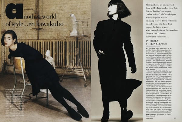 'Another World of Style... Rei Kawakubo' - Vogue US August 1987